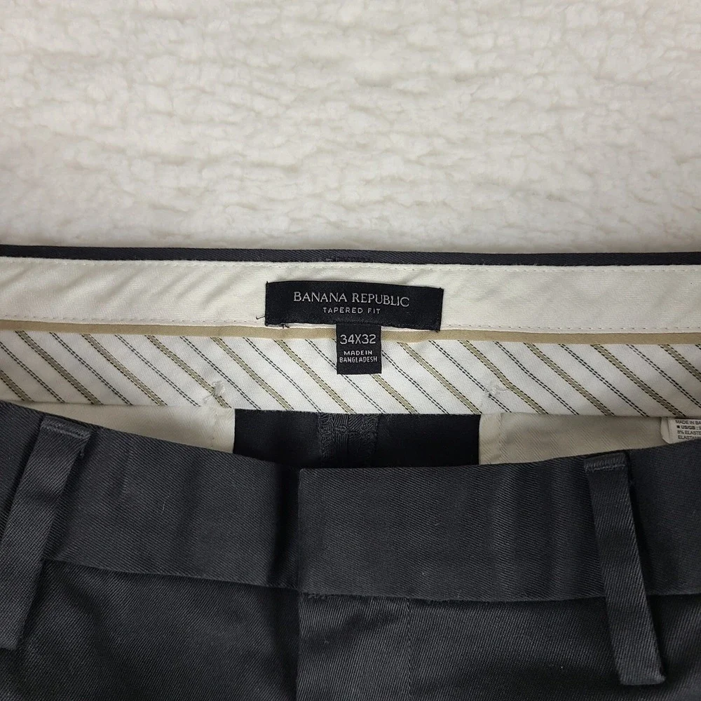 Banana Republic Pants Mens 34x32 Charcoal Gray Tapered Fit‎ Chino RMC *